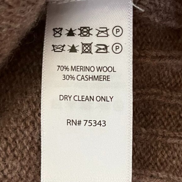 H by Halston Cashmere and Merino Wool Blend Taupe Turtleneck Sweater, Size Small - Picture 8 of 10